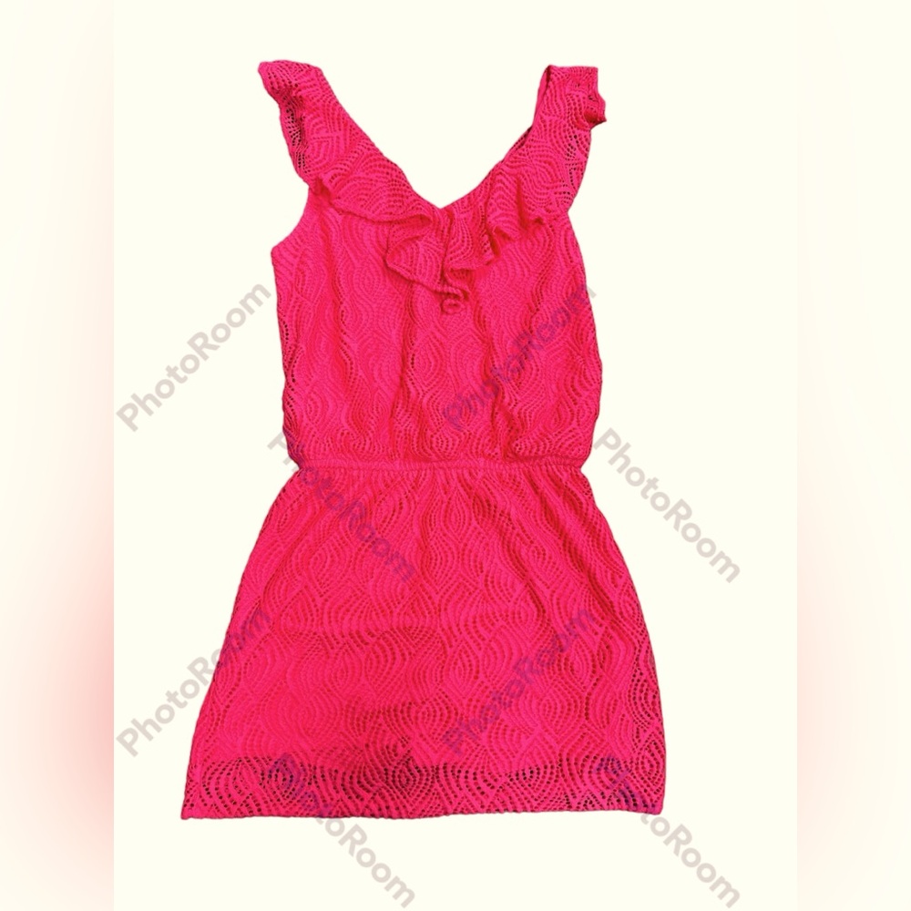 Lilly Pulitzer Women’s Medium Pink Lace Ruffled Collar Mini Dress